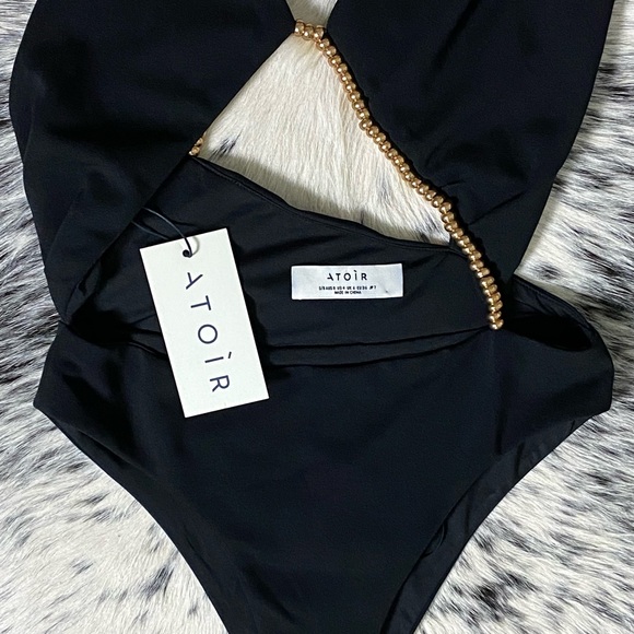 ATOIR V-NECK BEAD STRAP BODYSUIT, BLACK SZ US/4 NWT! - Picture 3 of 8